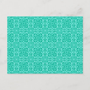 Carte Postale Damas médiévale Fleur-de-lis, turquoise & aqua