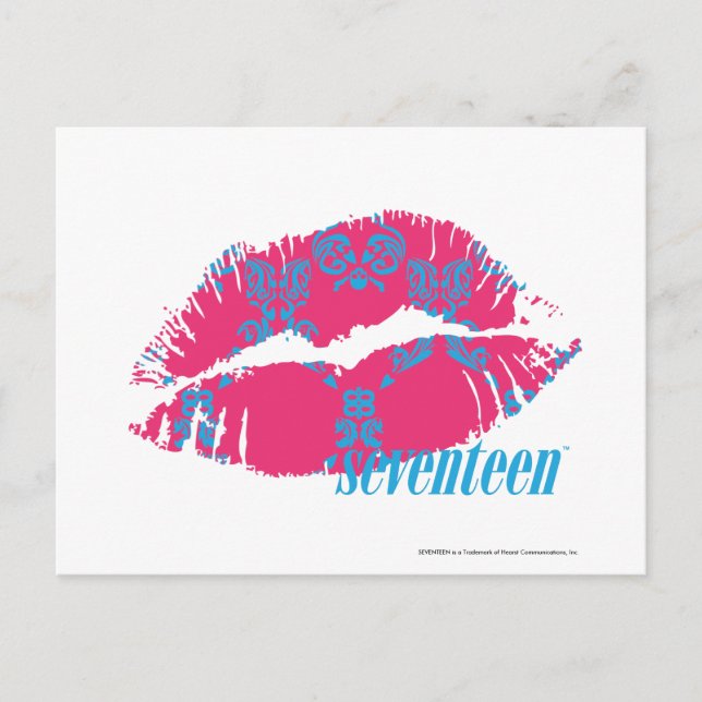 Carte Postale Damask Aqua-Magenta (Devant)