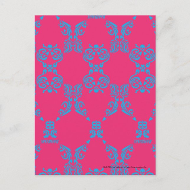 Carte Postale Damask Aqua-Magenta (Devant)