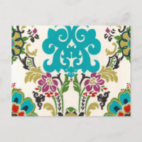 Damask Floral Patterns Plum Turquoise
