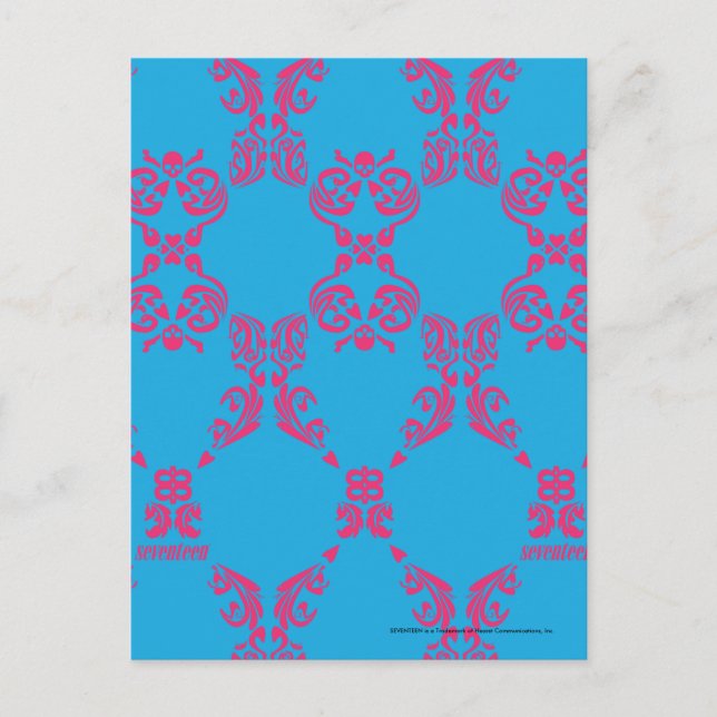 Carte Postale Damask Magenta-Aqua (Devant)