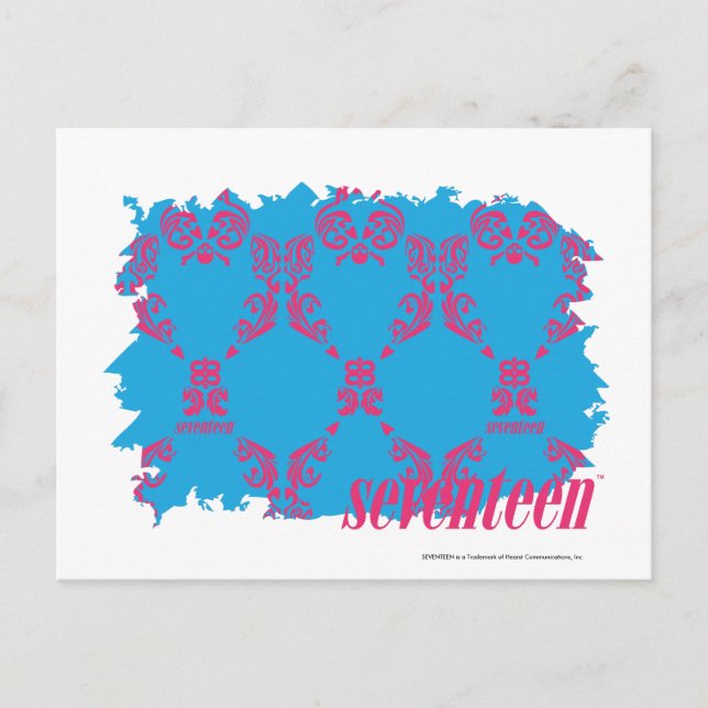 Carte Postale Damask Magenta-Aqua 4 (Devant)
