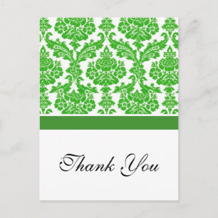 Carte Postale damassé vert remerciement de mariage