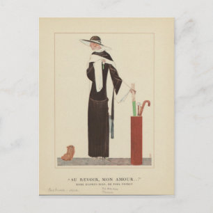 Carte Postale Dame Art Déco des années 1920 ~ Au Revoir Mon Amou