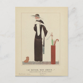Carte Postale Dame Art Déco des années 1920 ~ Au Revoir Mon Amou