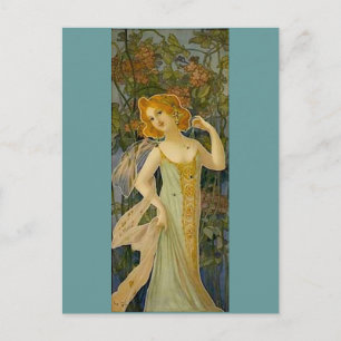 Carte Postale Dame Art Nouveau