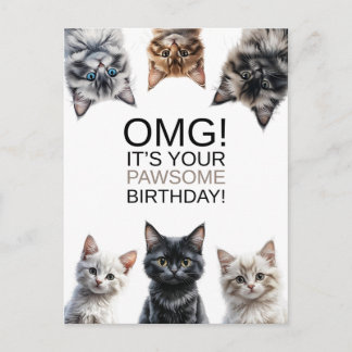 Carte Postale Dame aux chats anniversaire | OMG ! C'est ton anni
