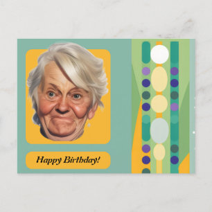 Carte Postale Dame d'anniversaire drôle rétro