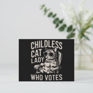 Carte Postale Dame de chat sans enfants 2024 Élection Vote Kamal