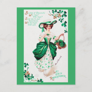 Carte Postale Dame de la Saint Patrick, Vintage