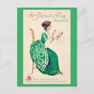 Carte Postale Dame de la Saint Patrick, Vintage