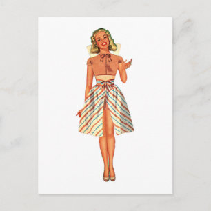 Carte Postale Dame de poupée en papier rétro