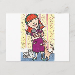 Carte Postale Dame du Crazy Cat