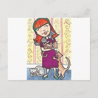 Carte Postale Dame du Crazy Cat