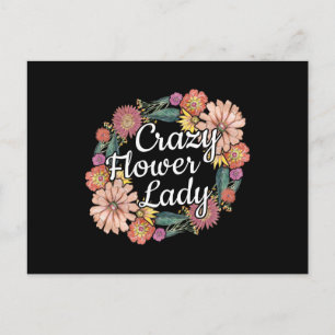 Carte Postale Dame Fleur Folle - Jardinière de Zinnia