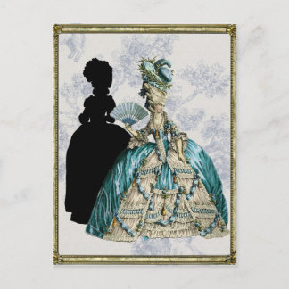 Carte Postale Dame géorgienne avec ventilateur - Bleu