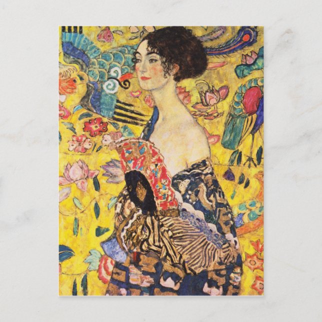Carte Postale Dame Gustav Klimt Avec Ventilateur (Devant)