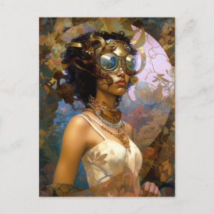 Carte Postale Dame portant des lunettes de protection Black Fant