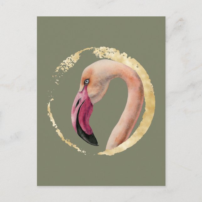 Carte Postale Dame rose | Illustration de l'aquarelle d'oiseaux  (Devant)