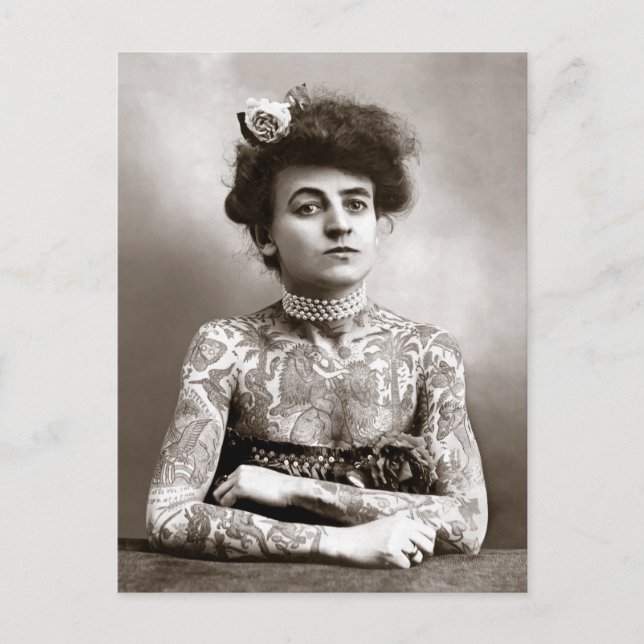 Carte Postale Dame tatouée, 1907 (Devant)