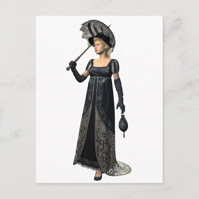 Carte Postale Dame victorienne en noir (Devant)