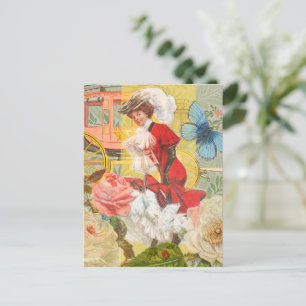 Carte Postale Dame victorienne femme amusement calèche
