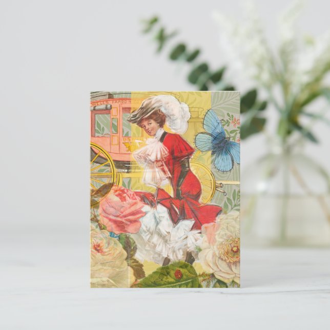Carte Postale Dame victorienne femme amusement Carrosse (Debout devant)