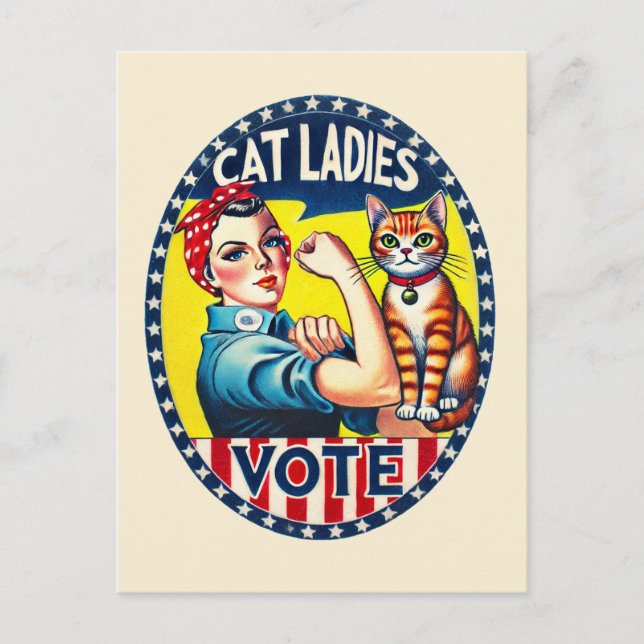Carte Postale Dames aux chats votent (Devant)