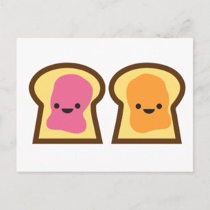Carte postale d'amis au toast au beurre de cacahuè