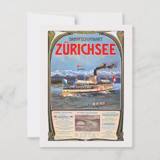 Carte Postale Dampfschiffahrt Zürichsee Poster vintage 1900