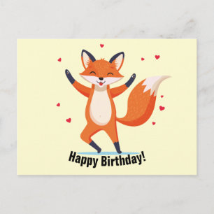 Carte Postale Dancing Fox Joyeux Anniversaire Texte personnalisé