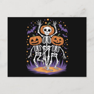 Carte Postale Dancing Skeleton Halloween Citrouille