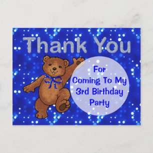 Carte Postale Dancing Teddy Bear 3e anniversaire Merci de fête