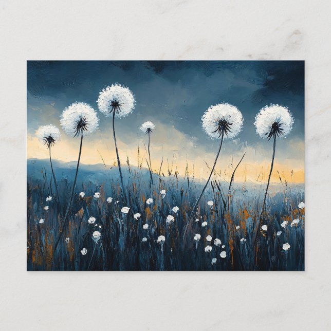 Carte Postale Dandelion Fluff Dramatique peinture (Devant)