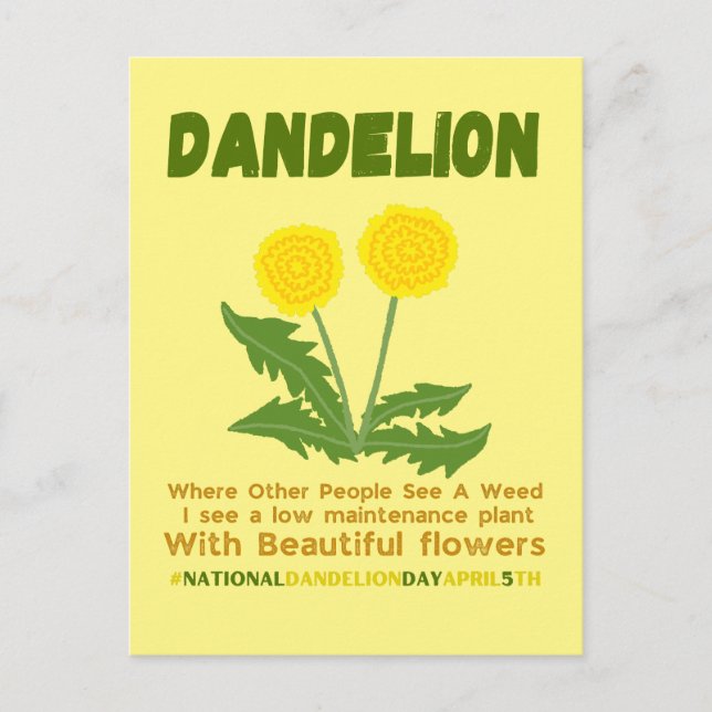 Carte Postale Dandelion n'est pas une mauvaise herbe dans mon ja (Devant)