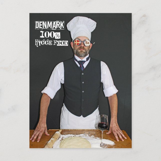 Carte Postale Danemark Cool 100% hygge-nourriture confortable! (Devant)