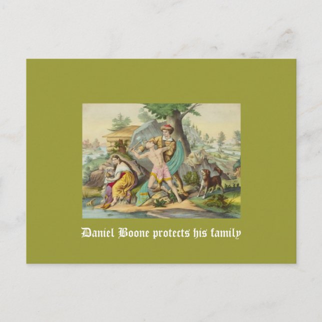 Carte Postale Daniel Boone protège sa famille (Devant)