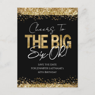 Carte postale d'anniversaire 60 ans or noir pour a