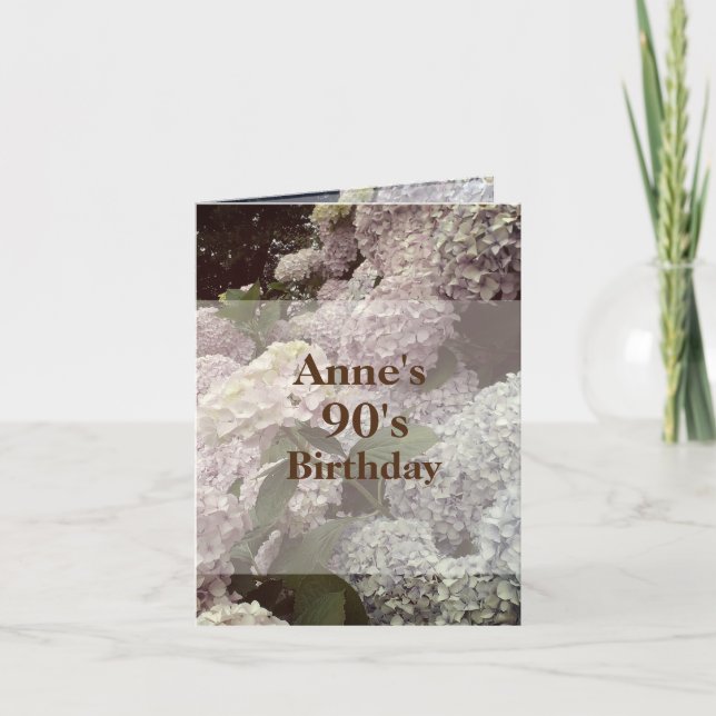 Carte postale d'anniversaire 90 ans Hortensia Fleu (Devant)