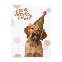 Carte postale d'anniversaire avec un chiot en chap