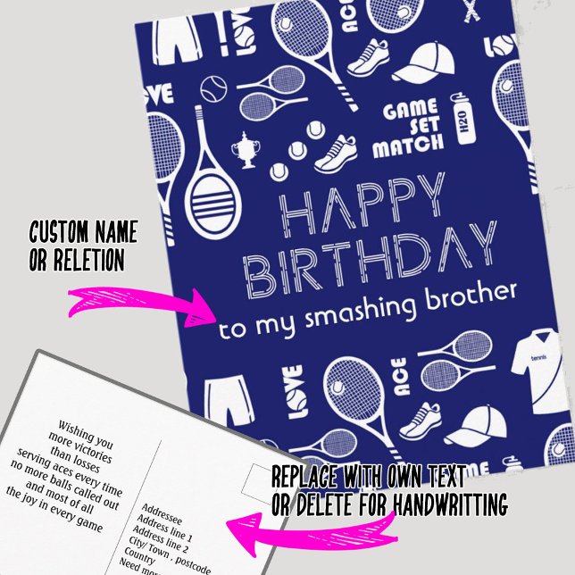 Carte postale d'anniversaire Blue Tennis 🎾 (Créateur téléchargé)