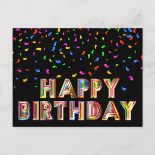 Carte postale d'anniversaire colorée de confettis 