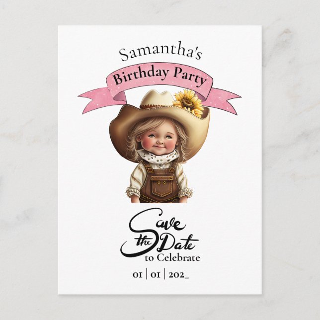 Carte postale d'anniversaire Cowgirl (Devant)