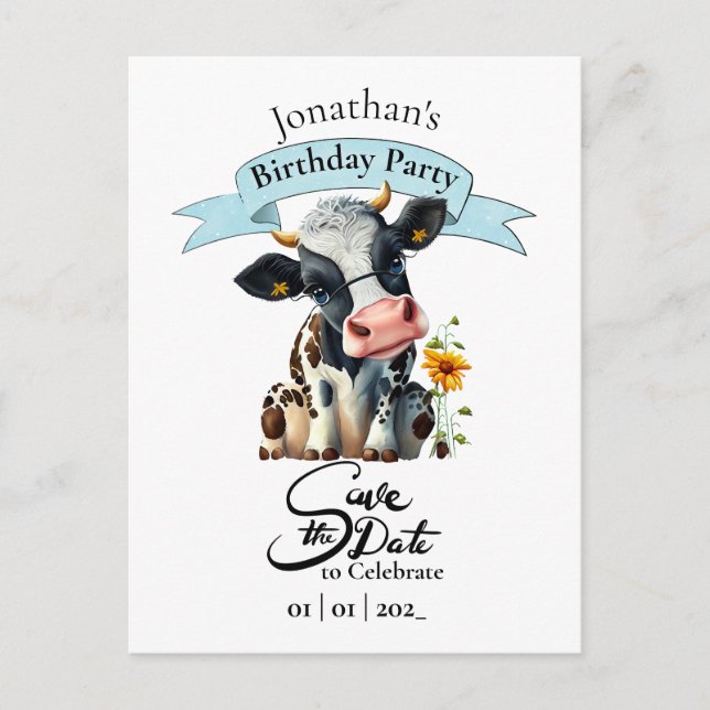 Carte postale d'anniversaire de Black Cow Birthday (Devant)