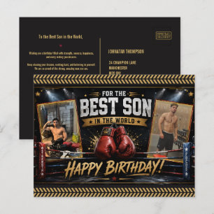 Carte postale d'anniversaire de boxe personnalisée