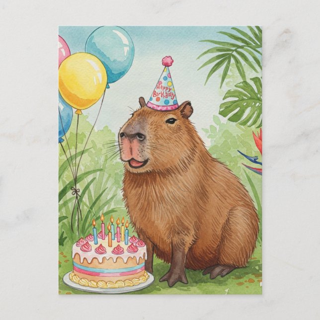 Carte postale d'anniversaire de capybara mignon (Devant)