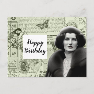 Carte postale d'anniversaire de collage d'éphémère