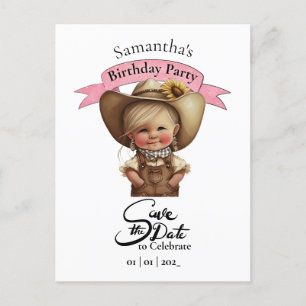 Carte postale d'anniversaire de cowgirl mignonne