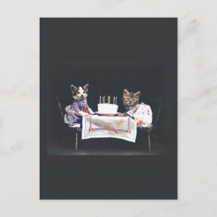Carte postale d'anniversaire de Kittens vintage