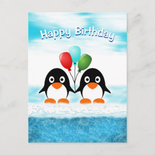 Carte postale d'anniversaire de manchot cool